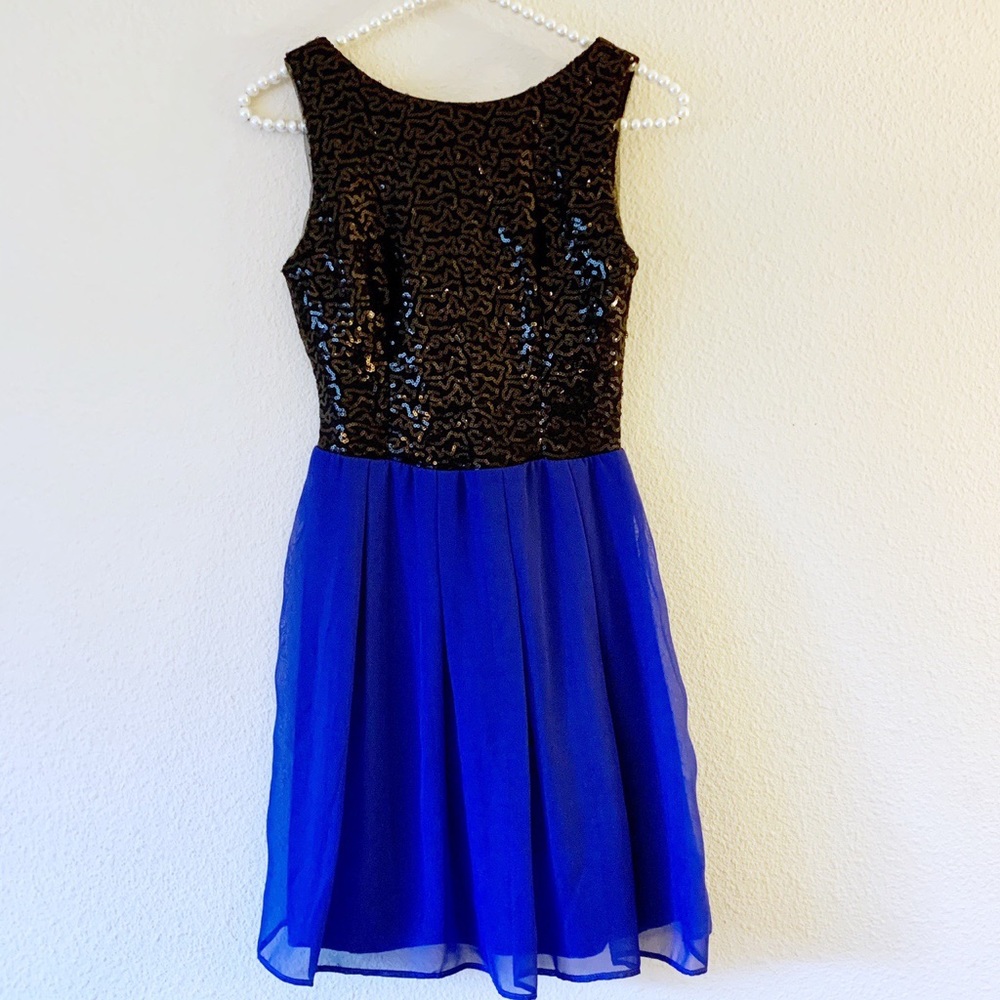 [Macy’s] gorgeous black and blue sequin dress